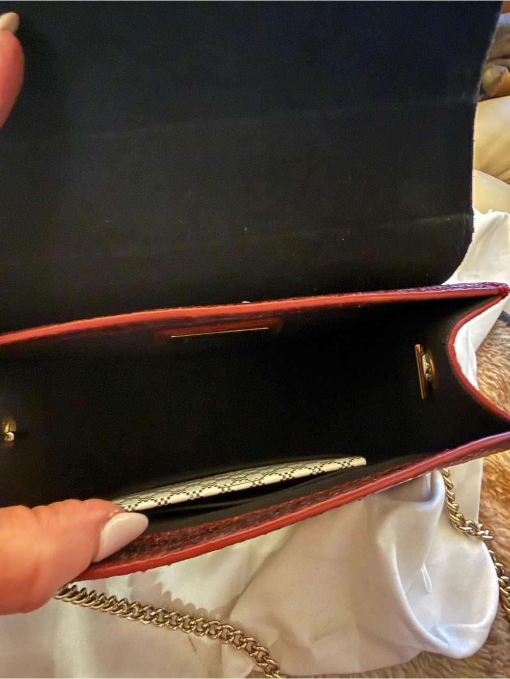 NWOT Furla Metropolis Wine Glitter Mini Crossbody Bag - Picture 6 of 10